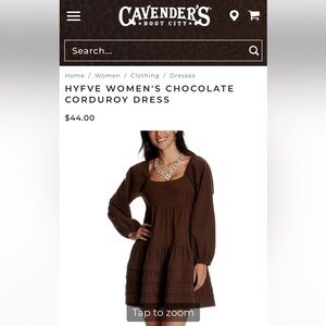 HYFVE Women's Chocolate Corduroy Dress - Medium, NWT!!